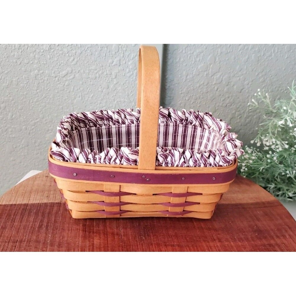 Longaberger 1998 Sweet Treats Sweetheart Basket Purple Weave Trim w/ Protector